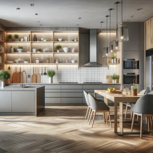 Inspirasi desain interior kontemporer dengan gaya modern untuk rumah minimalis.