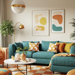 interior maksimalis colorful living room